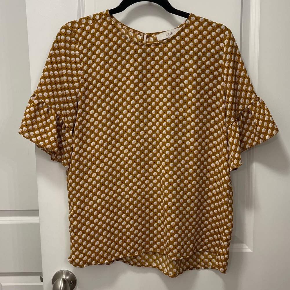 Loft Ruffle Sleeve Print Top